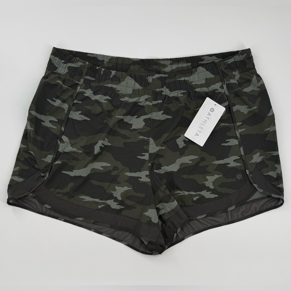 Athleta Printed Mesh Racer Run Short 4" Camo Size 2X NWT